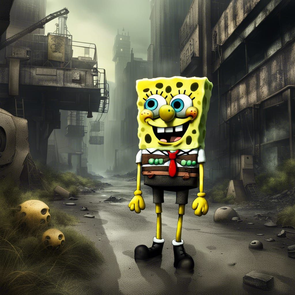 SpongeBob in Dystopian Industrial Spongepunk Art