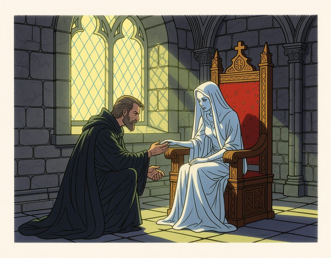 A Man Made From Magic Knelt by Her Throne in the Shadows of ...