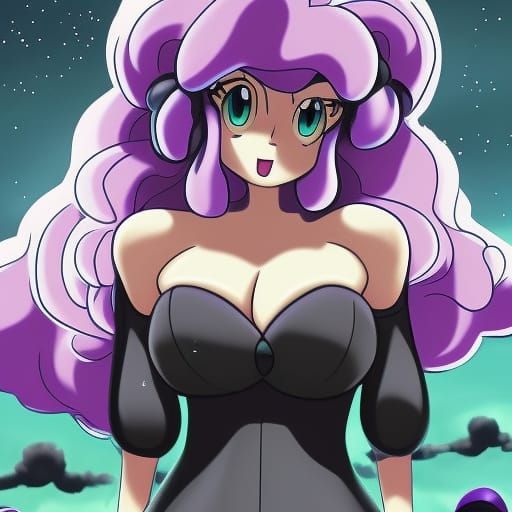 Towering Hex Maniac with Purple Hair