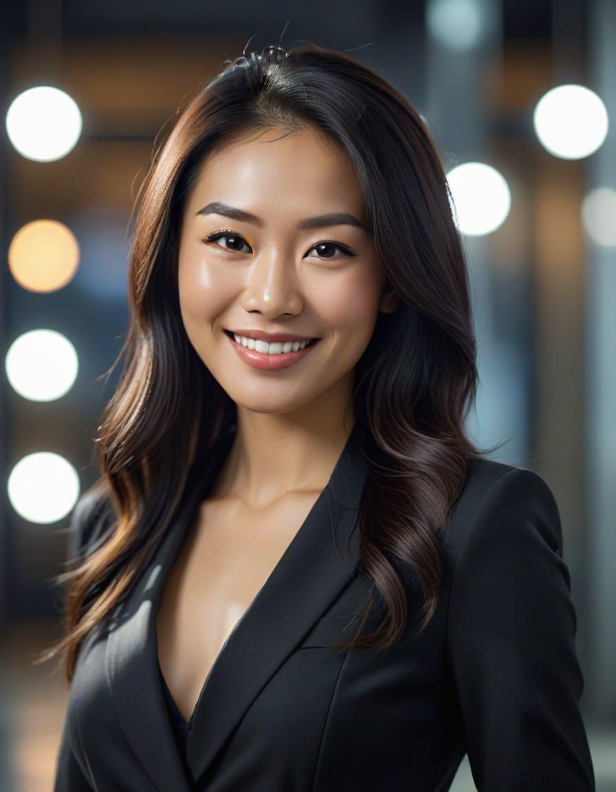 Modern Asian Executive in Futuristic Studio