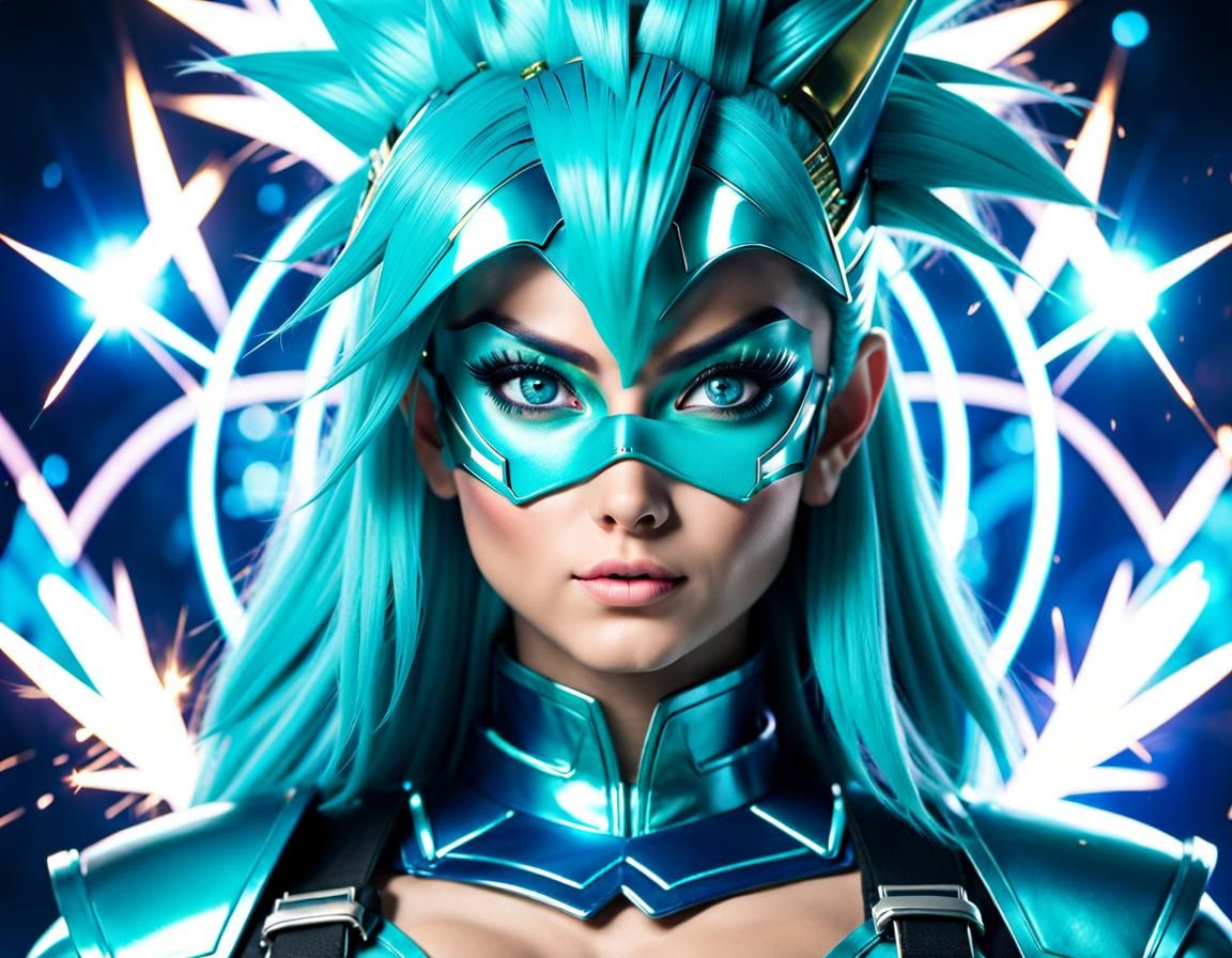 Turquoise Super Saiyan Woman at Festival