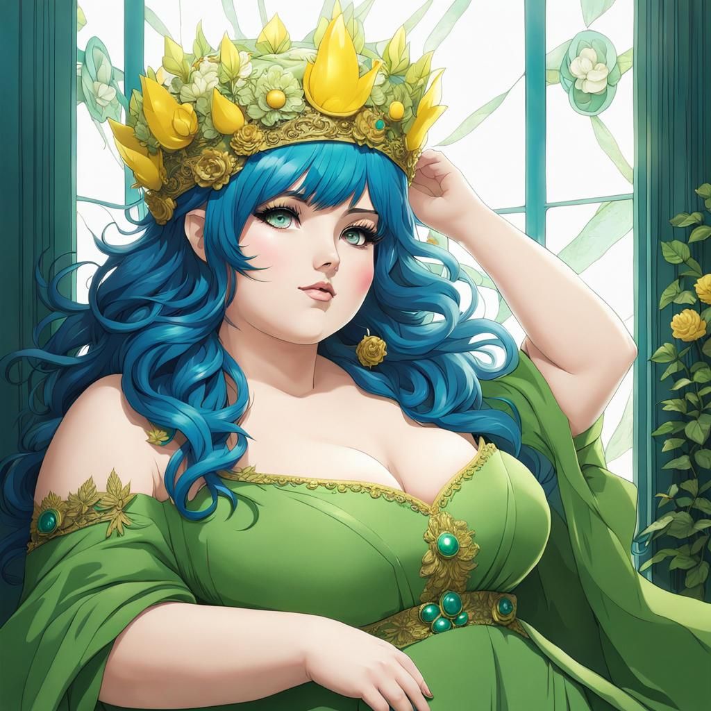 Anime Style Chubby Princess with Electric Crown