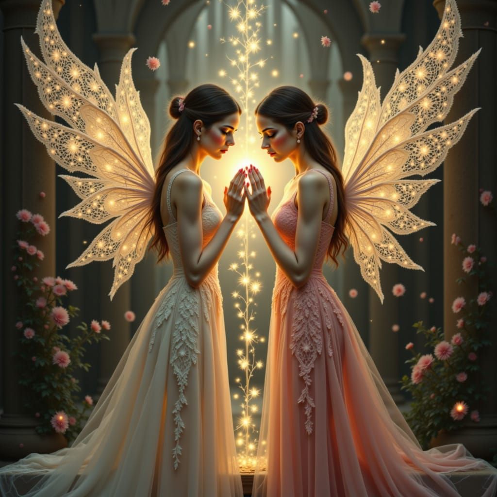 Ethereal Maidens Channeling Magic in Lace Gowns