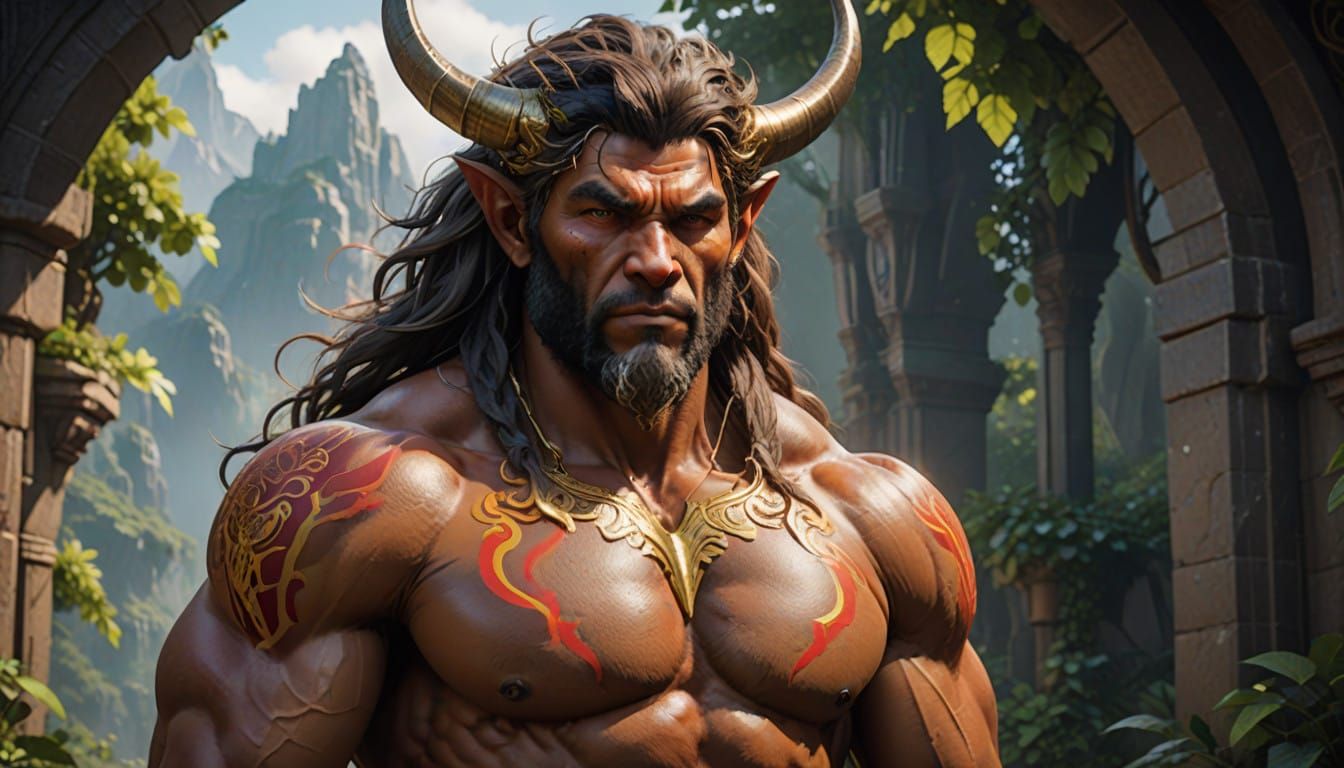 Mystical Satyr-Human Hybrid Reveals Radiant Skin and Amber E...