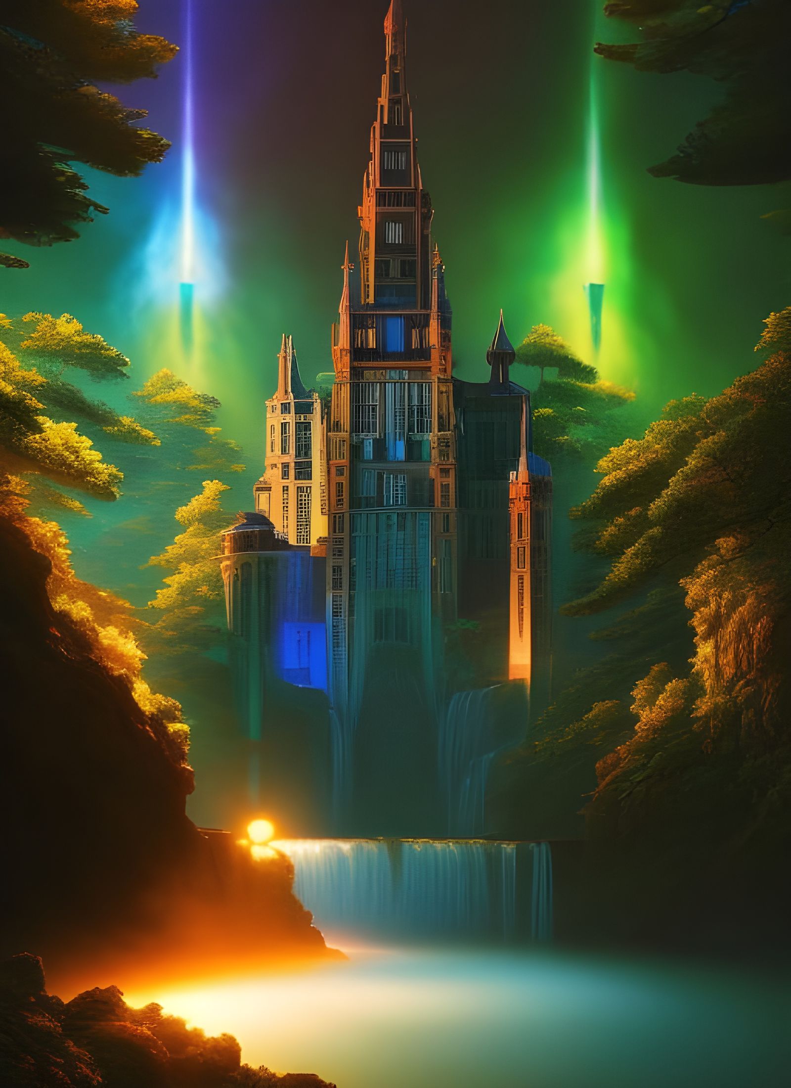 Futuristic Castle in a Digital Art Style