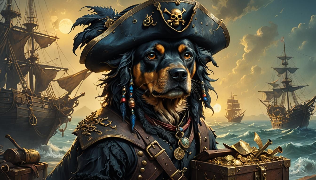 Pirate Dog Concept Art in Dark Fantasy Style
