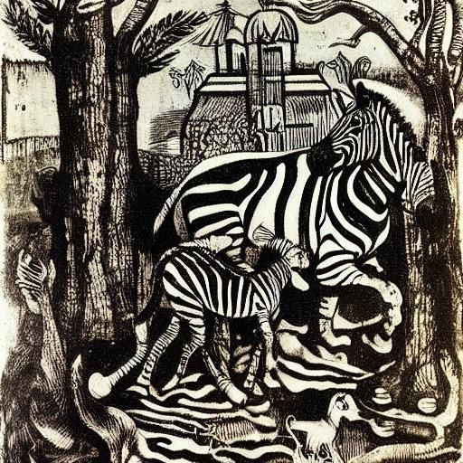 Surreal Zebra-Phone Creature: Fantastic Pet Design