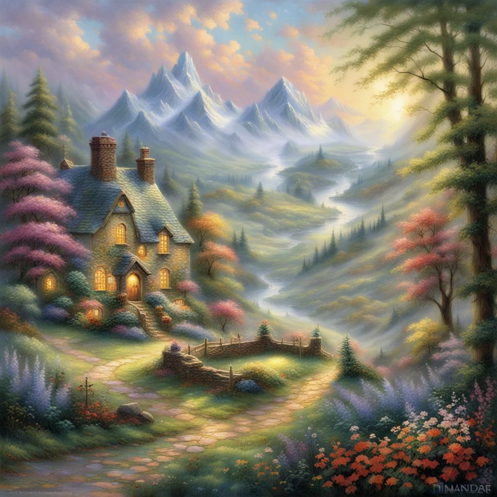 Ethereal Fantasy Rimeshire in Kinkade Style