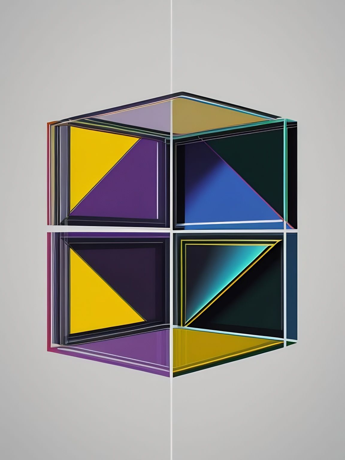 Geometric Minimalist Painting with Colorful Circles and Inte...