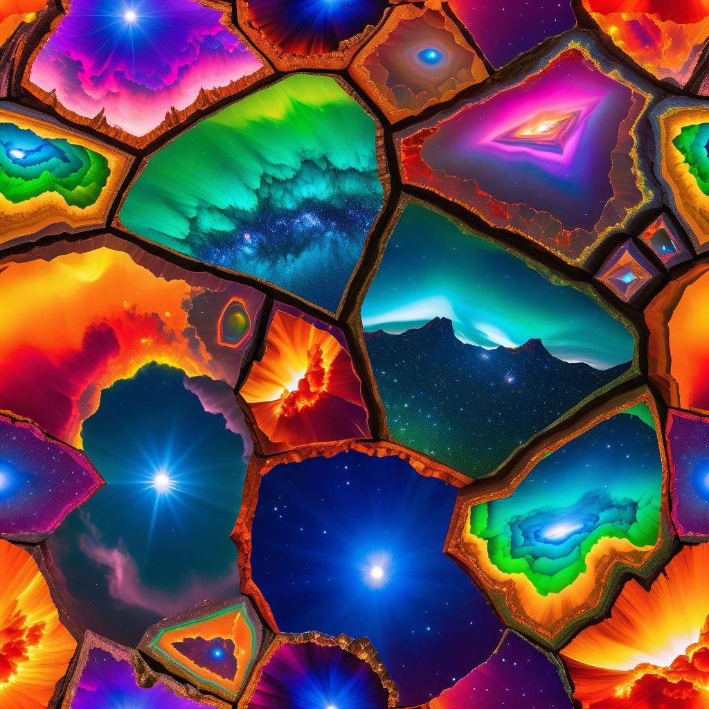 Psychedelic Ammolite Megalith Dreamscape in Radium Colors