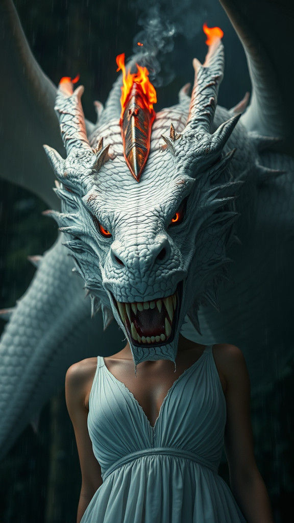 Dramatic Thunderstorm Portrait with Dragon