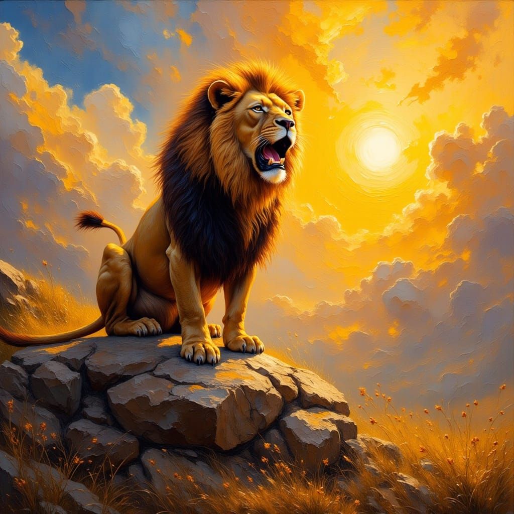 King of All He Sees: A Dramatic Oil Painting