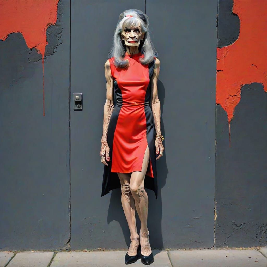 Elegant 1960s Streetwalker in Bold Colors