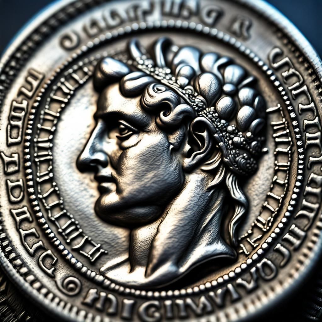 Detailed Silver Roman Coin Close-up