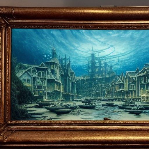 Underwater Town as Oil Painting