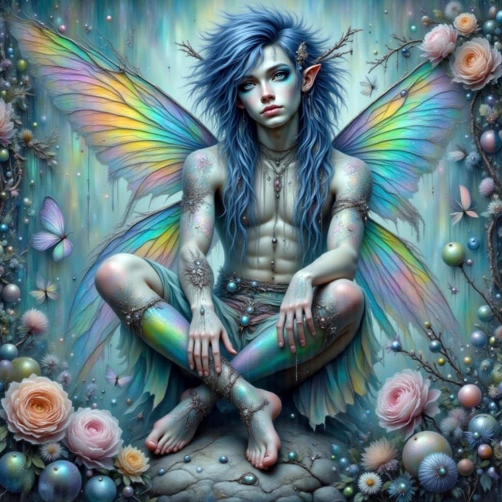 Ethereal Fairy Man with Dragonfly Wings