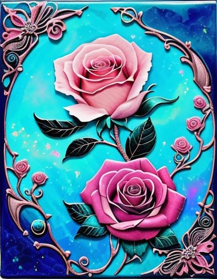 Iridescent Rosebud with Sapphire Stardust Forestcore