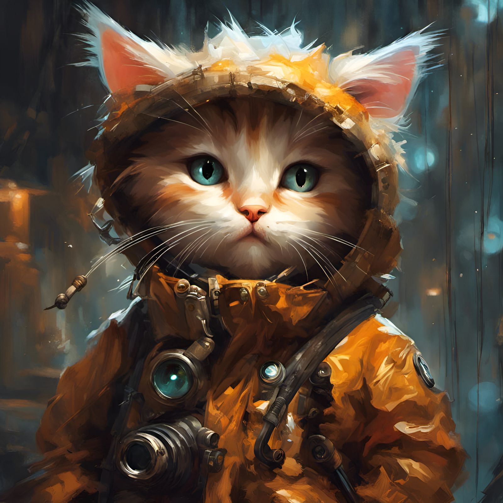 Chibi Cat Fisherman in Detailed 3D Style