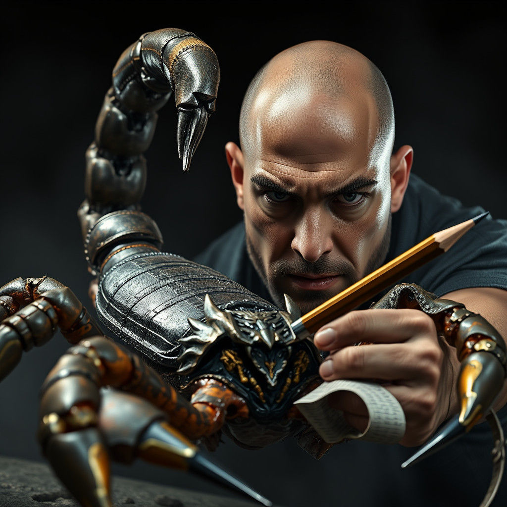 Menacing Metallic Scorpion in Hyper-Realistic Style