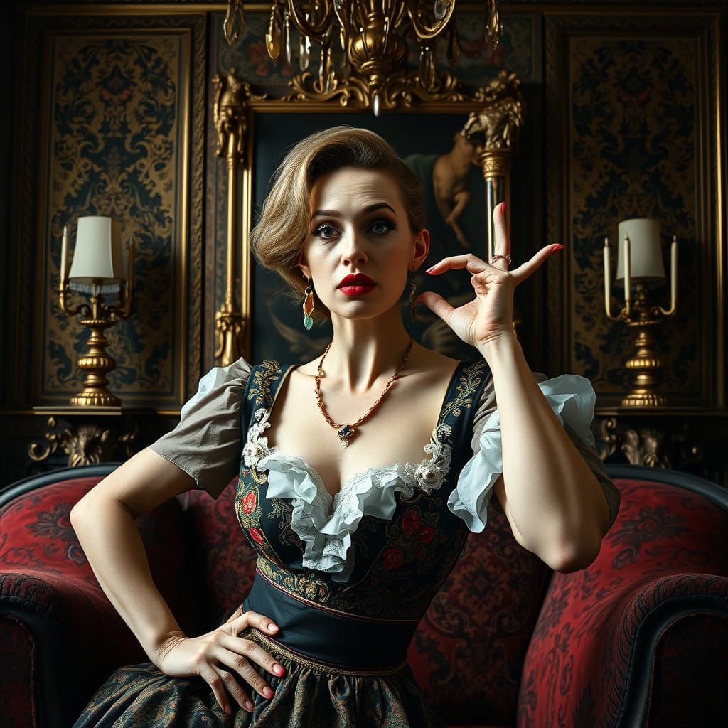 Dramatic Histrionic Woman in Baroque Opulence