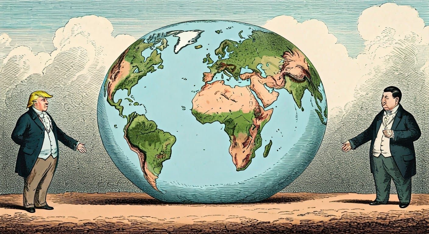 World Leaders in a Cartoon Etching of Global Politics