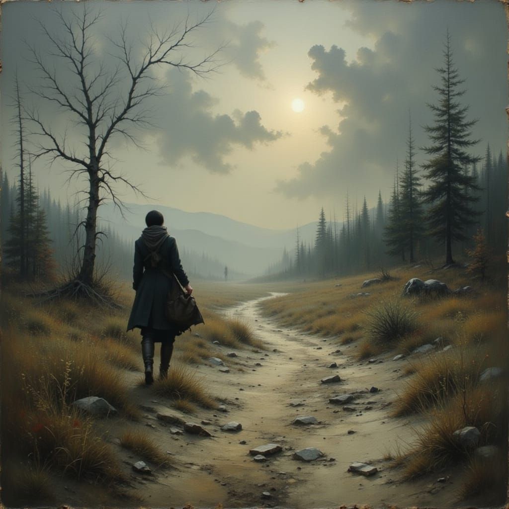 Eerie Landscape Painting of a Joyless Realm