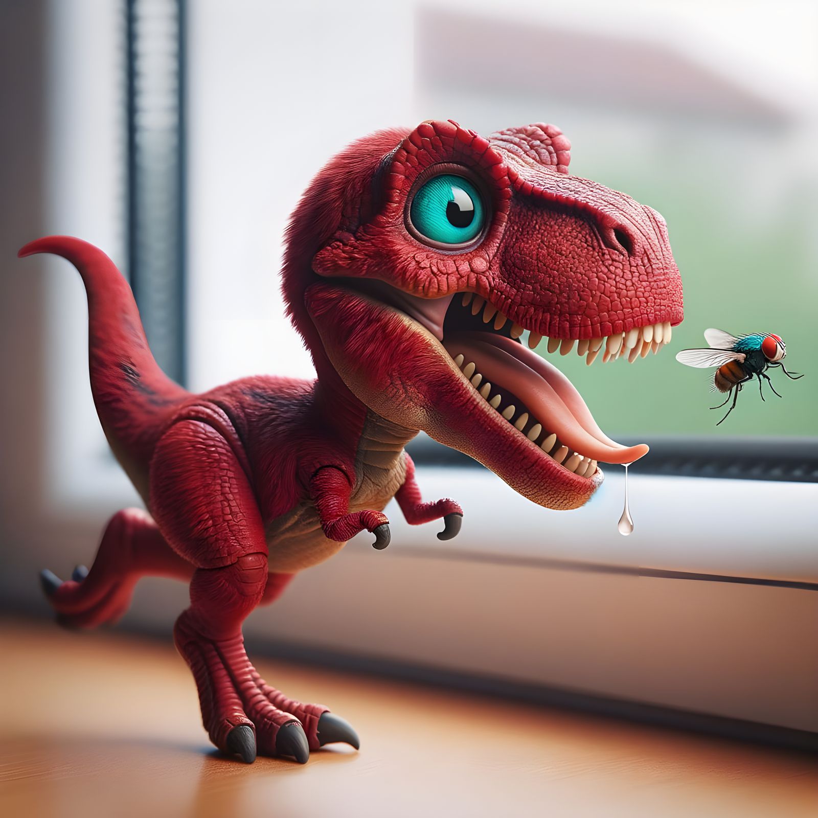 Tiny Red T-Rex Chases Housefly in Hilarious Macro Photograph...