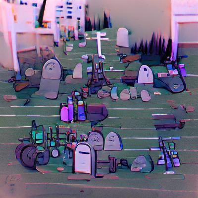 Eerie Graveyard Scene with Ancient Tombstones