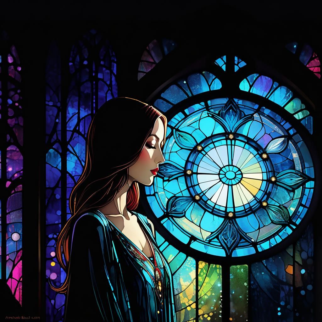 Detailed Stained Glass in Art Brut Style