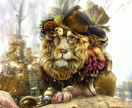 Steampunk Lion in 8K Resolution
