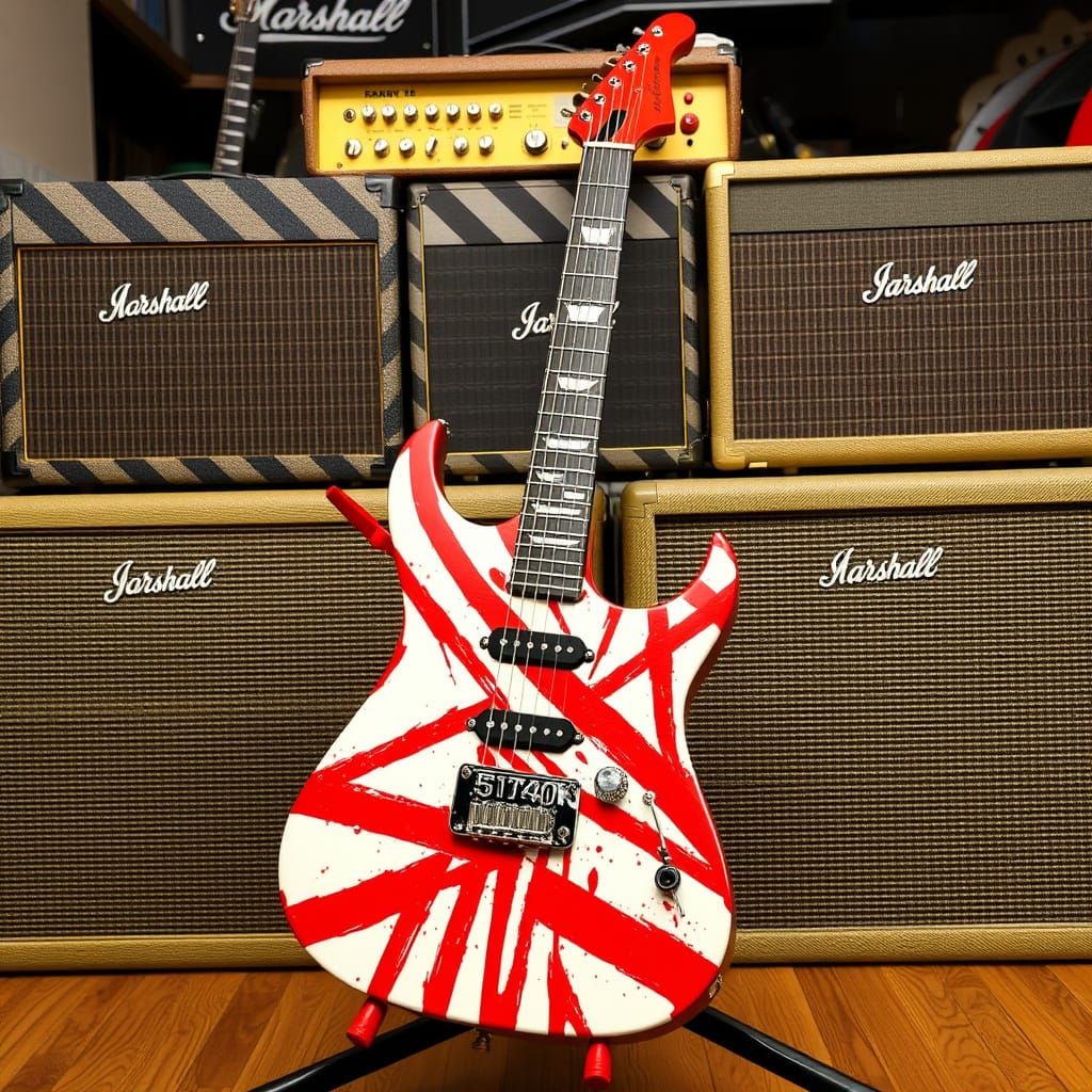 Guitar Icon in Red Striped Body