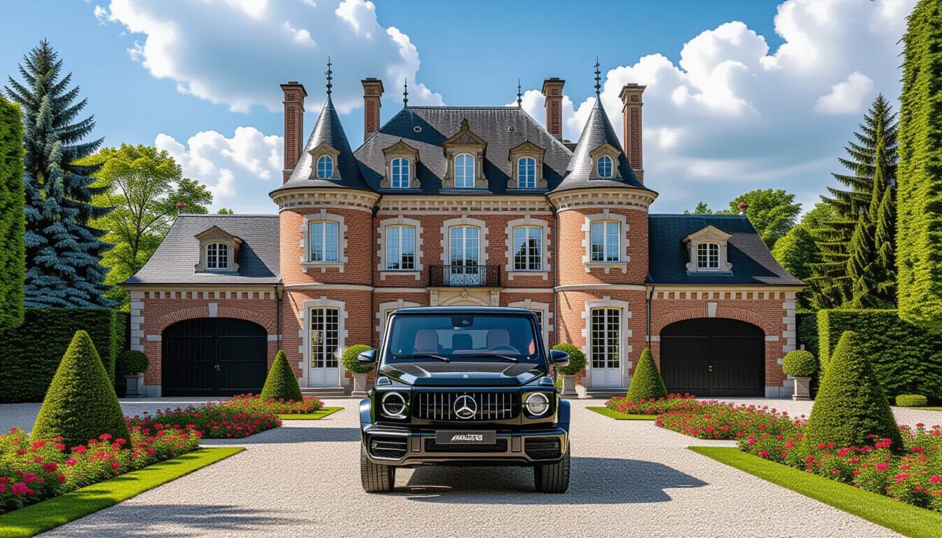 Elegant Chateau with Mercedes AMG G 63 in Monet Style
