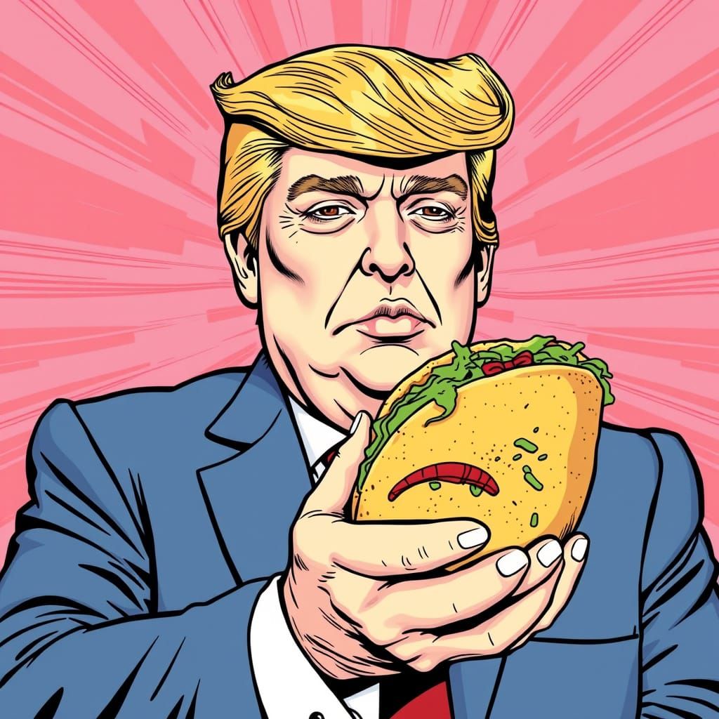 Donald Trump Holding a Taco: Comic Book Style