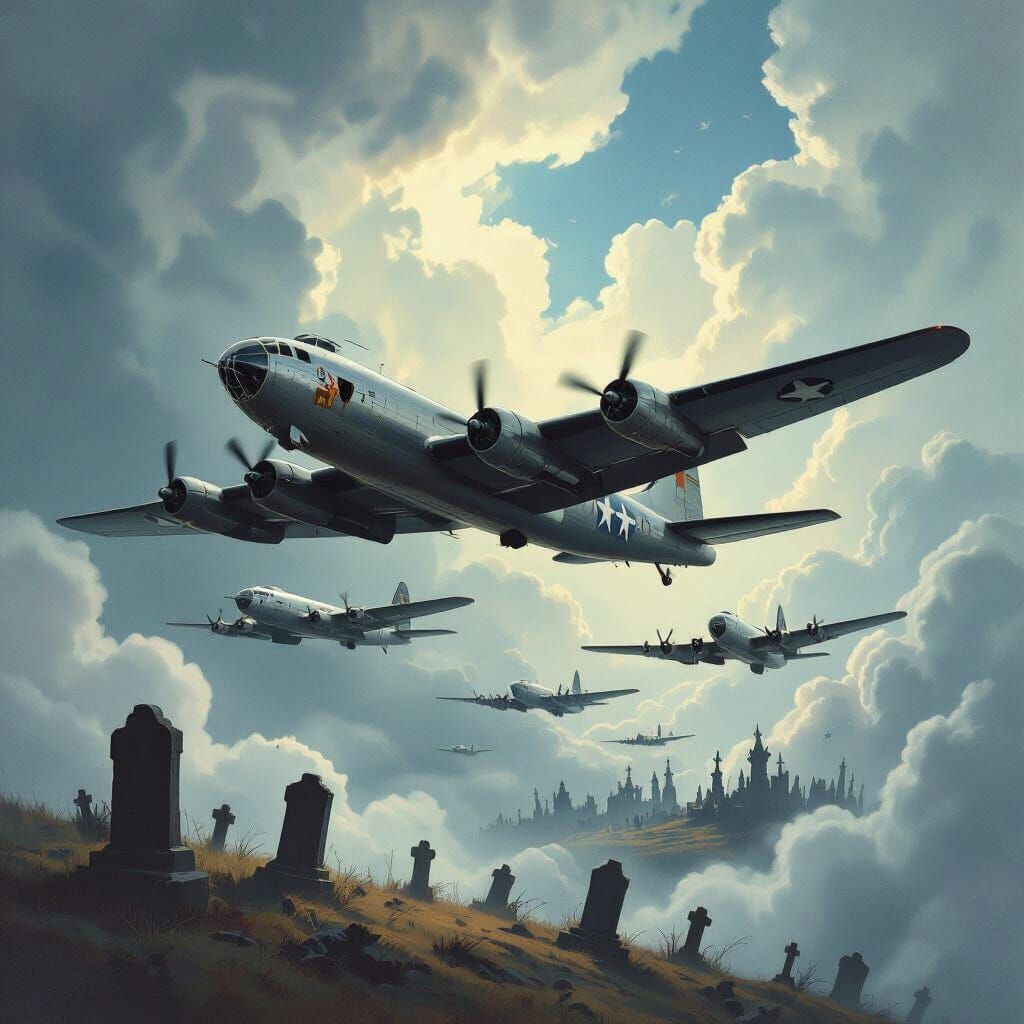 B-29 Bombers Soaring Through Spectral Skies