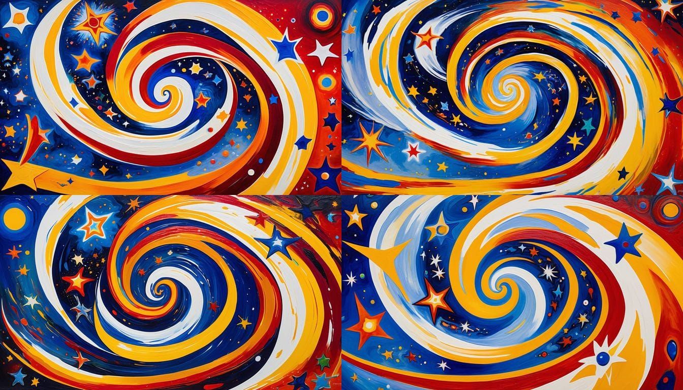 Cosmic Celestial Dance in Vibrant Opalescent Hues