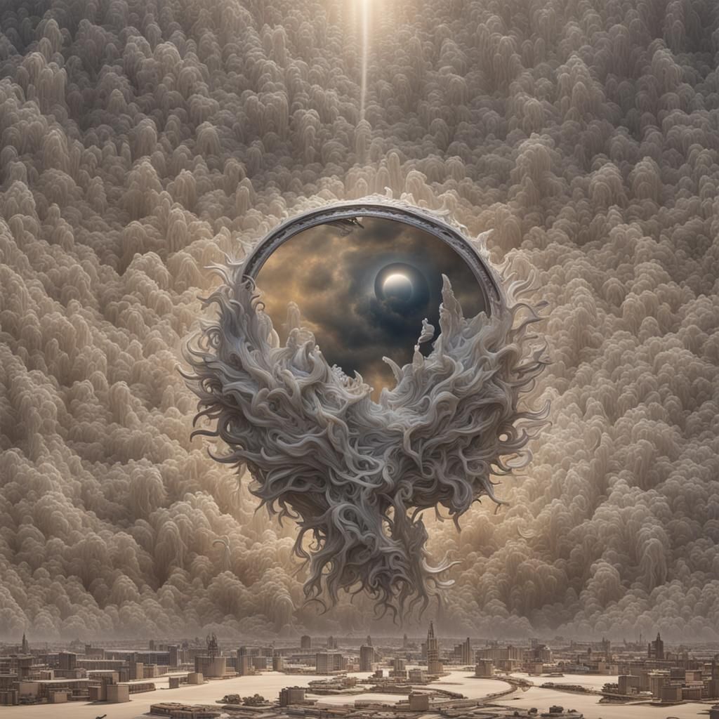 Prehistoric Total Solar Eclipse: Psychedelic Digital Art