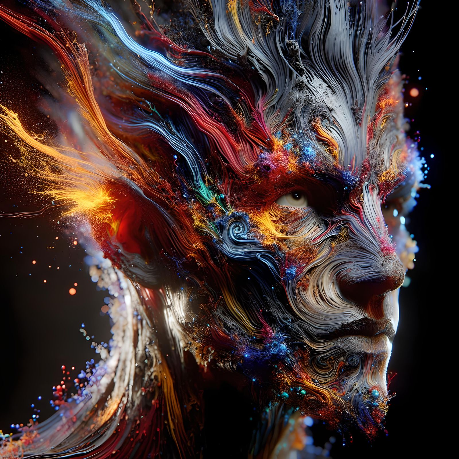 Detailed Portrait with Dynamic Lighting and Vivid Colors