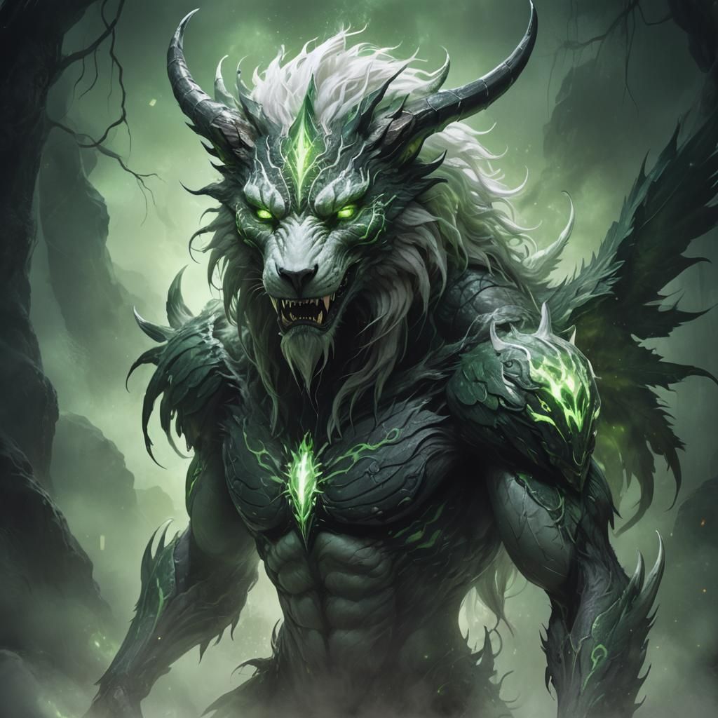Luminous Nightmare Beast Portrait in Dark Fantasy Style