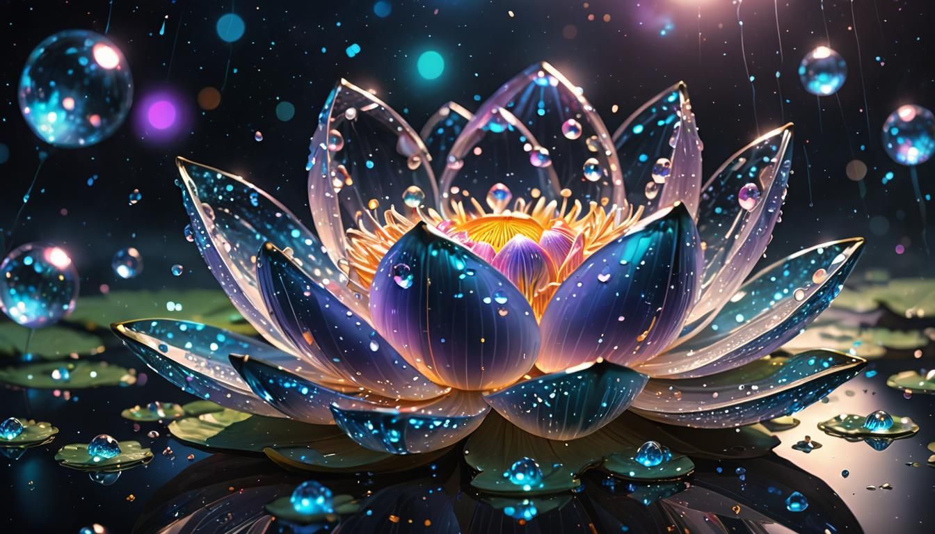 Fantasy Glass Lotus Dewdrop in Galaxy Colors