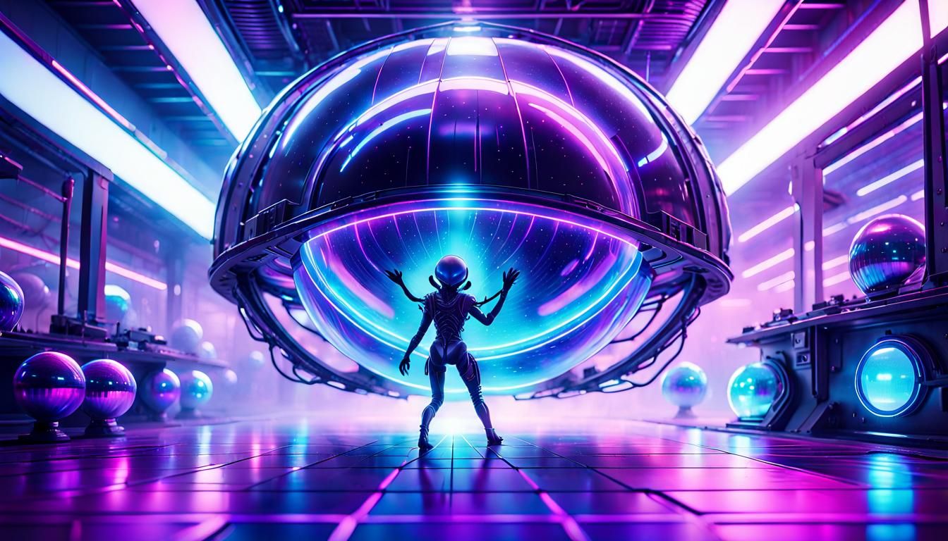 Alien Dances in Neon-lit Space Station