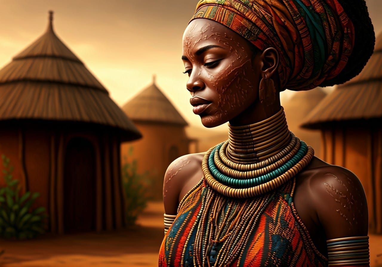 Ethereal Yoruba Goddess in Traditional Dashiki Attire