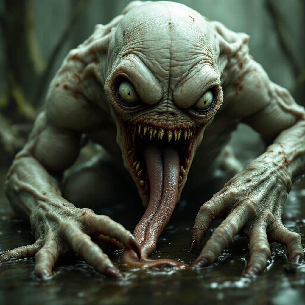 Grotesque Swamp Creature in Dark Surrealist Art