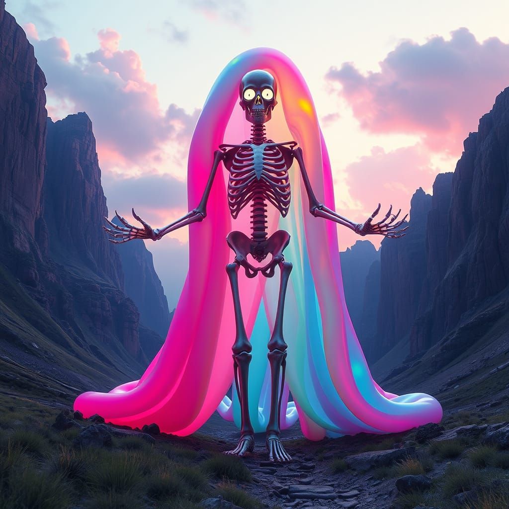 Giant Multicolored Slime Cathedral Walks Through Shifting Va...