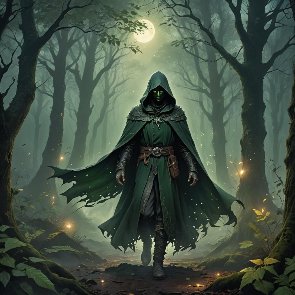 Mysterious Forest Ranger in Enchanted Moonlight
