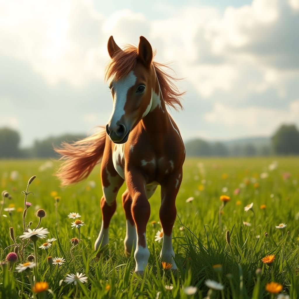 Foal's Joyful Frolic in Emerald Meadow