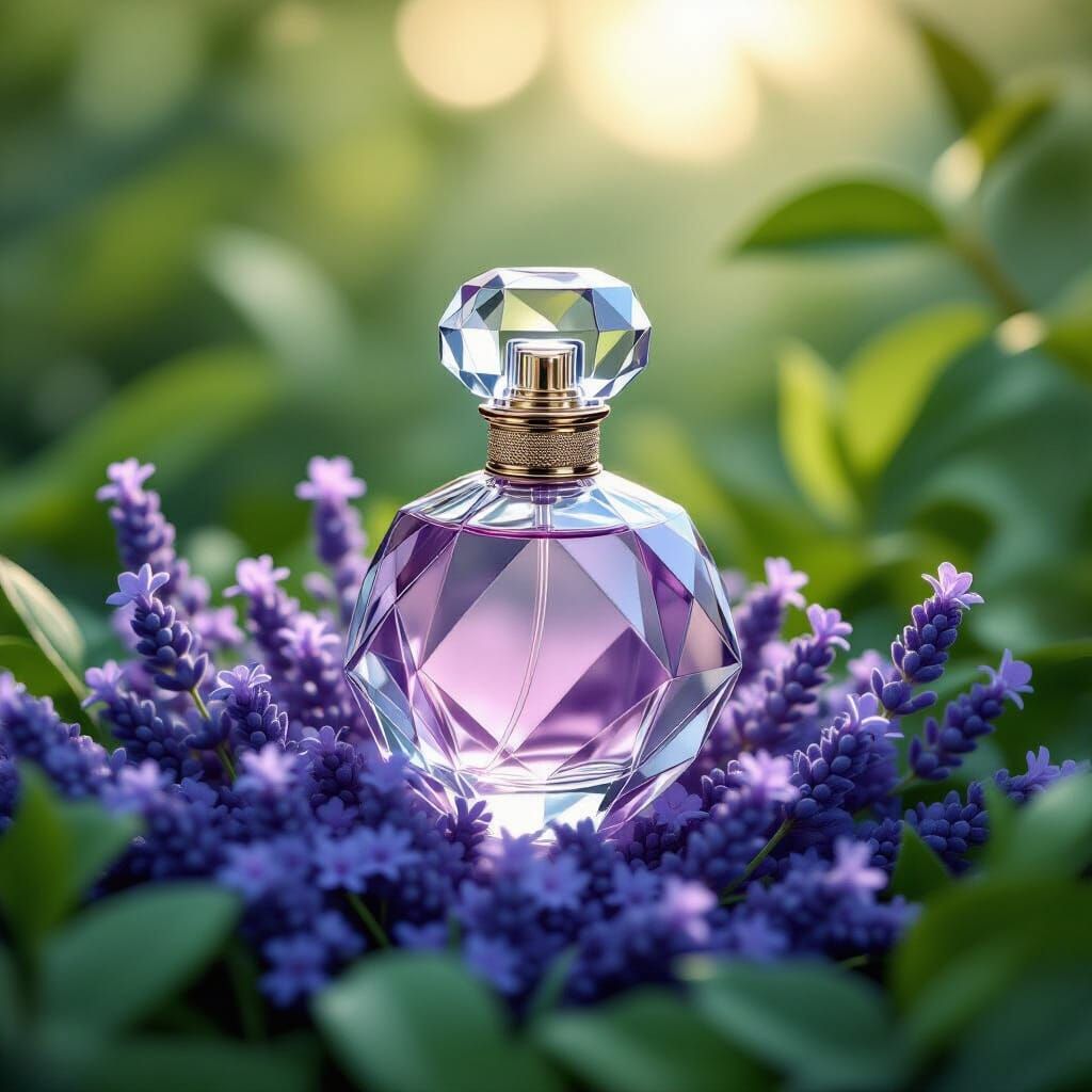 Origami Perfume Bottle in Surreal Botanical Style