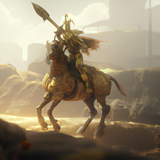 Warrior on Golden Horse: Dark Fantasy Concept Art