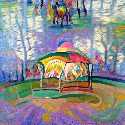 Carousel in Park: Fauvist Impression