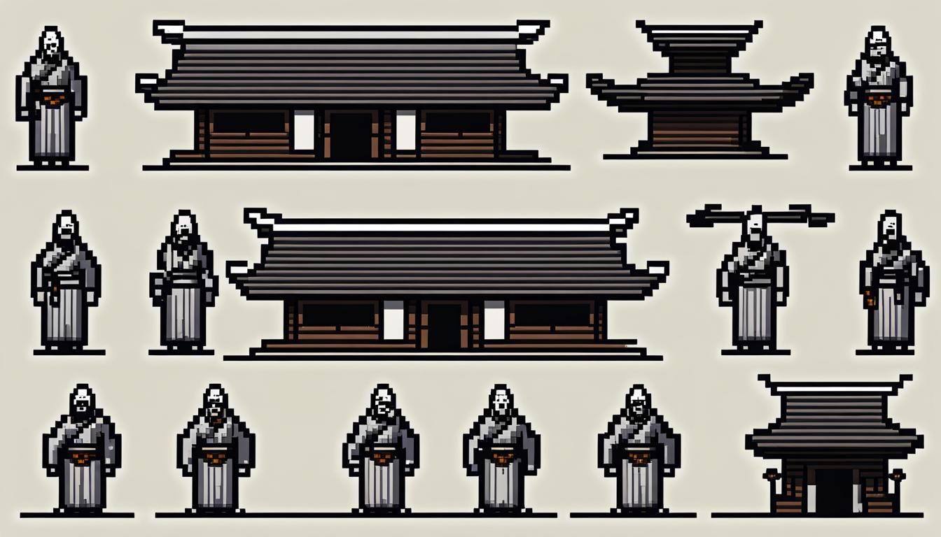Monk Dojo Pixel Art Sprite Sheet for Atari Game