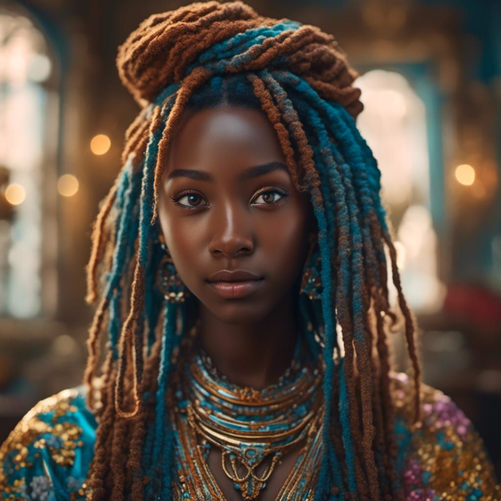 Melanin Mona Lisa with Locs Portrait